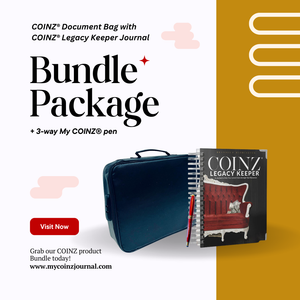 COINZ® Document Bag + Legacy Keeper Journal + 3-Way My COINZ® Pen Bundle